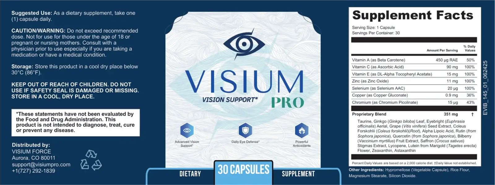 Visium Pro Ingredients